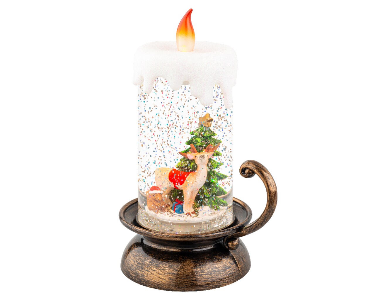 Decoratiune luminoasa Candle w deer, Lumineo, 10.5x14x21.5 cm, plastic, multicolor - imagine 3